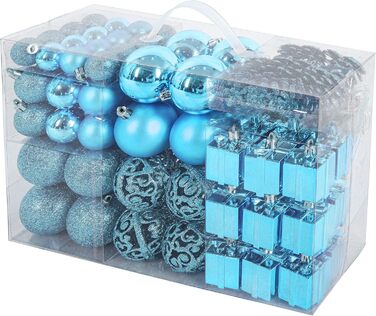 Набір різдвяних кульок преміум-класу  та верхівкою для ялинки 101 предмет синій BRUBAKER