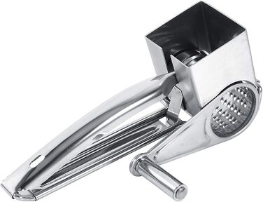 Терка для сиру з нержавіючої сталі з 1 барабаном, багатоцільові кухонні вироби, ротаційний, міцний і довговічний дисковий інструмент для подрібнення