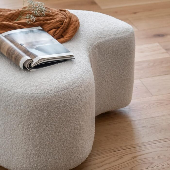 Пуф-табурет MIUFORM Пуф-сидіння MIUF Пуф для ніг, пуф, м&39який табурет для вітальні, спальні, коридору, гардеробної 68 x 64 x 36 см Тканина букле (бежевий)