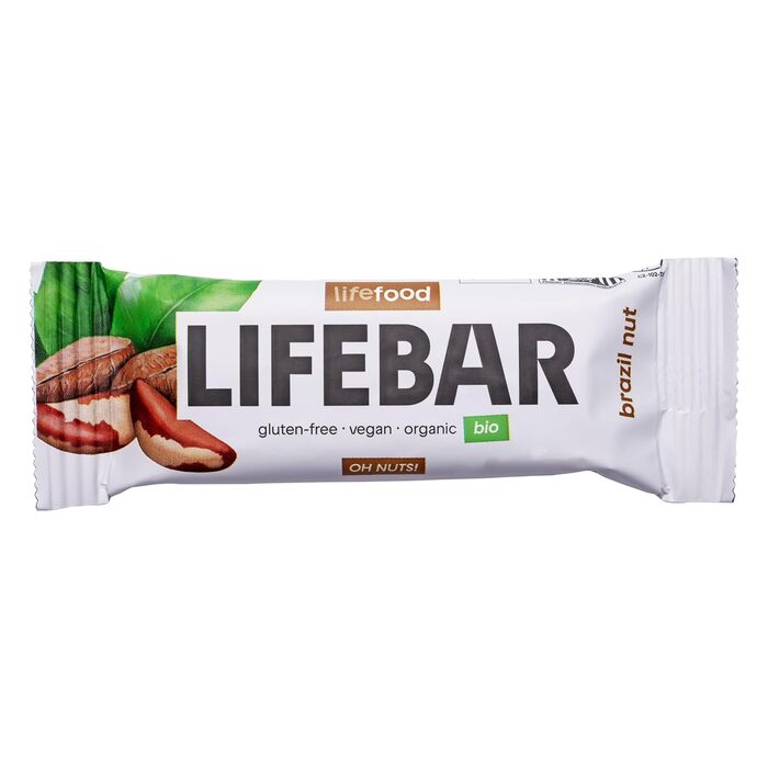 Енергетичні батончики Lifefood, веганські спортивні батончики, енергетичний батончик для піших прогулянок, їзди на велосипеді, фітнесу, органічний, без глютену, без лактози, без доданого цукру - 15 упаковок (15 x 40 г) (бразильський горіх)