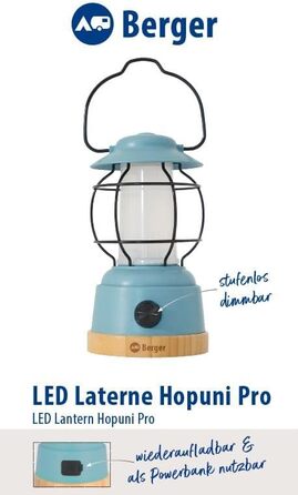 Світлодіодний кемпінговий ліхтар BERGER Hopuni Pro Акумуляторний вуличний ліхтар із регульованою яскравістю Кемпінговий ліхтар без блоку живлення з батареєю та USB-кабелем Легкий бездротовий ліхтар на батарейках для кемпінгу, наметів та відключень електро