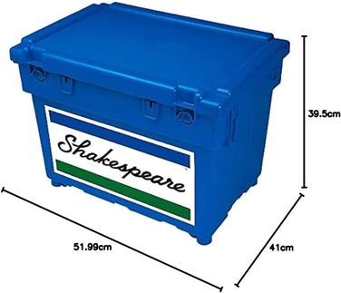 Коробка для сидіння Shakespeare дуже водостійка, велика місткість для зберігання снастей подвійний механізм блокування, надзвичайно глибока кришка для солоної та прісної води, синій колір