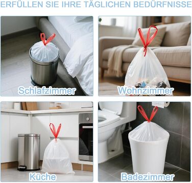 Білі сміттєві пакети об&39ємом 35 л зі шнурком, стійкі до розриву сміттєві пакети для кухні, 50 шт. сміттєвих пакетів з ручкою для перенесення