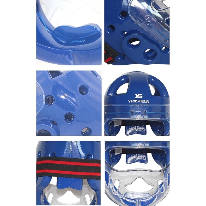 Шолом Rockible для карате для дорослих та дітей, ударостійкий, захисний щиток для обличчя з бойових мистецтв MMA для тренувань з тхеквондо, синій XL