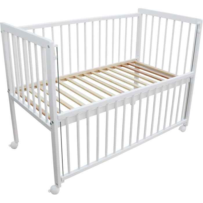 Дитяче ліжко/Біле ліжко/Ліжко для малюків 2-в-1 Micoland 120x60 см з матрацом білого кольору