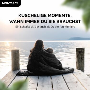 Спальний мішок-ковдра з капюшоном, розрахований на температуру -3C, включаючи подушку - Зимовий та літній спальний мішок для активного відпочинку на 3-4 сезони (75 x 220 см) - Спальний мішок-кабінка для чоловіків та жінок (теплий), чорний, 280 г/м, з капю