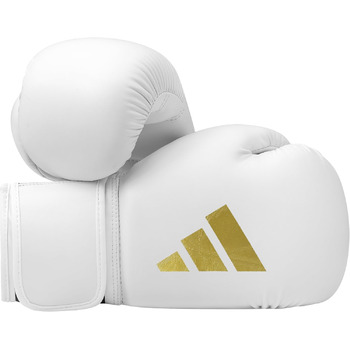 Боксерські рукавички Adidas Speed 50, Для дорослих, Боксерські рукавички, Рукавички для боксу, зручні та міцні, 10 унцій, Білі/Золоті