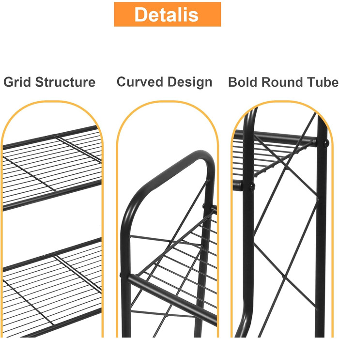 Металева підставка для рослин Bomblap, 3-рівнева підставка для рослин, тримач для квіткових горщиків для зовнішнього використання, балкону, саду, багатофункціональна підставка для квітів великої місткості, чорна