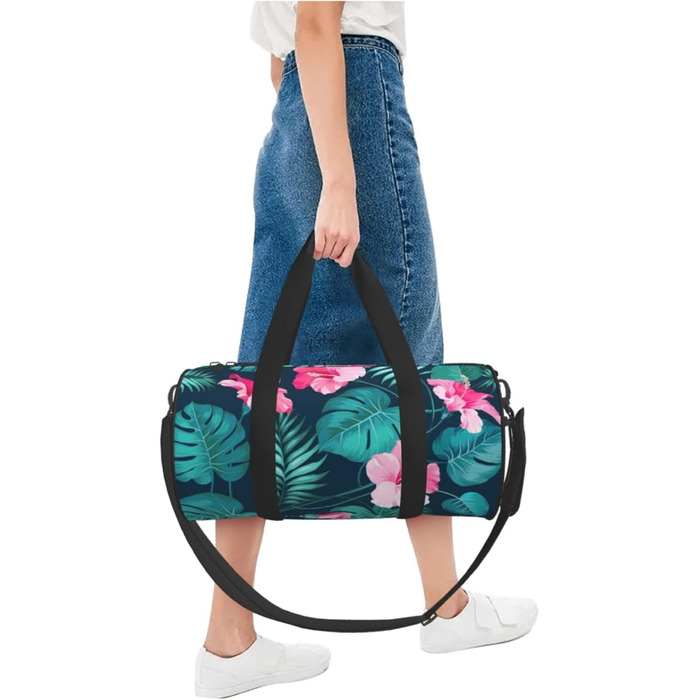 Гавайська дорожня сумка з рожевою квіткою, кругла форма, великий об'єм, легка та міцна, ідеальний подарунок для піших прогулянок, відпустки, ділових поїздок та іншого, Гавайська рожева квітка, універсальний розмір