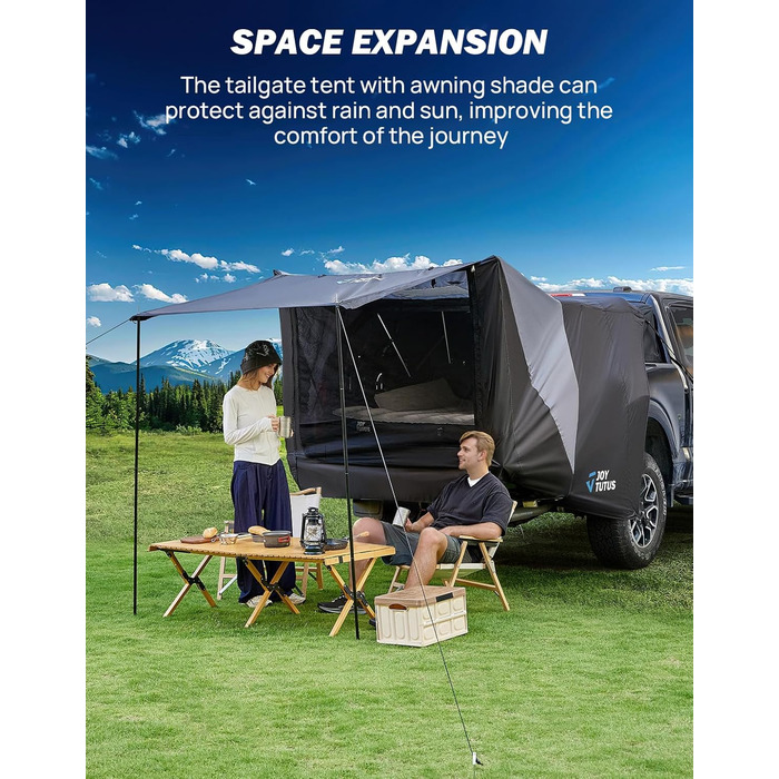 Намет для задньої двері пікапа JOYTUTUS повного розміру, розширювач кузова для пікапів з жорстким або м'яким тентом