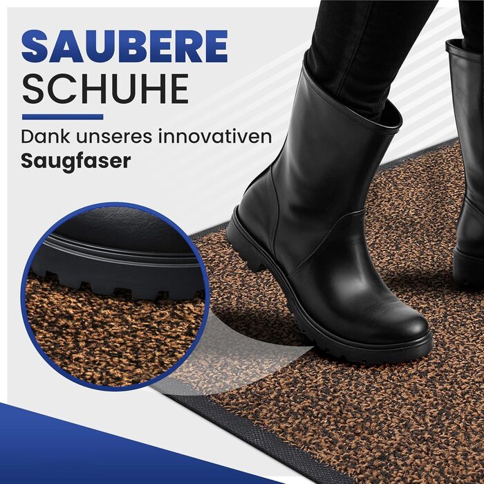 Килимок Mibao для приміщень та вулиці, 691 см, чорно-коричневий, міцний, миється, нековзний, брудозатримуючий килимок для вхідних зон, килимок для приміщень з натуральною каучуковою підкладкою