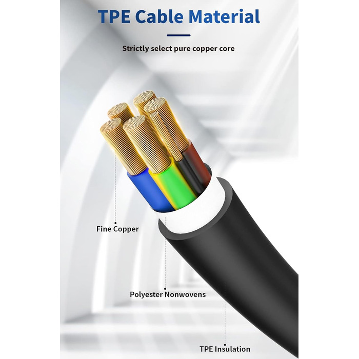 Трифазний зарядний кабель ANFIL для електромобілів (EV) - тип 2 до типу 2 (режим 3) - макс. вихідна потужність 22 кВт, 32А - 5 мет