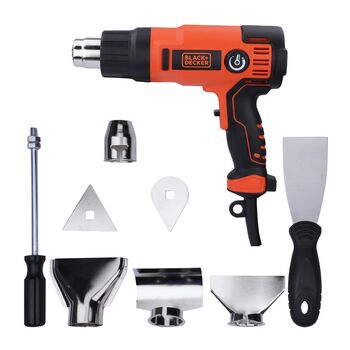 Будівельний фен BlackDecker KX2200K 2000 Вт (з 2-ступеневим вимикачем безпеки, плавним регулюванням температури, автовимкненням, набір аксесуарів з 8 предметів)