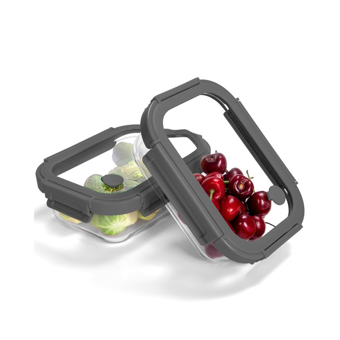 Скляні контейнери для зберігання продуктів, набір з 2 шт. , 630 мл скляні контейнери для зберігання зі скляними кришками, герметичні та герметичні, контейнери для зберігання продуктів, скляні контейнери для приготування їжі, безпечні для мікрохвильової пе