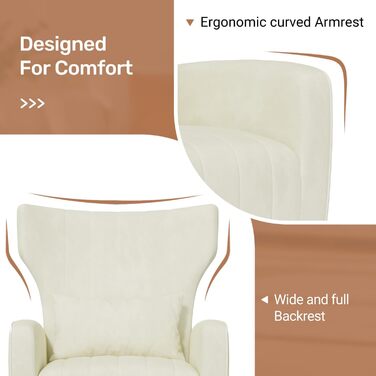 Крісло-рекордер/односпальний диван/крісло під телевізор/крісло-підголовник з підголівником та золотистими металевими ніжками, оксамит, до 130 кг, спальня, вітальня, бежевий, комплект з