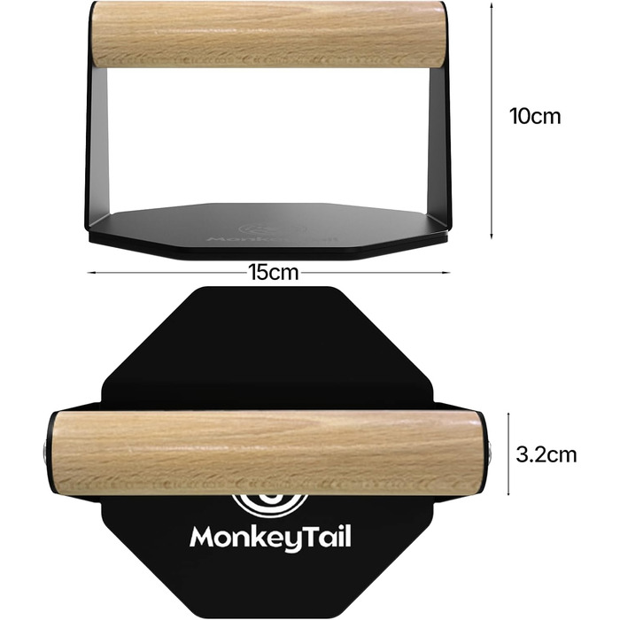 Ручки для віджимань MonkeyTail Обладнання для домашнього спортзалу для віджимань та тренування мязів рук Ручка з пінопласту (чорна) Виготовлена з заліза дерева