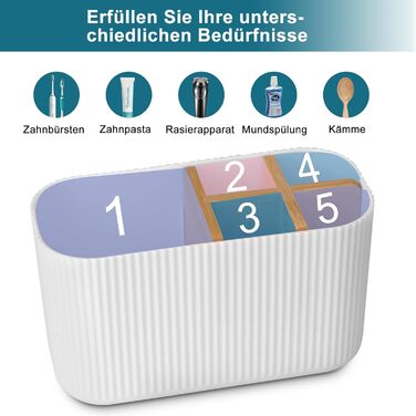 Тримач для зубної щітки для органайзера у ванній кімнаті, тримач для електричної зубної щітки та зубної пасти, органайзер для зубної щітки для сімї, для дітей (білий)