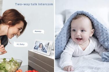 Камера радіоняні Matosio, відеоняня, великий РК-екран 7 дюймів HD, дитяча камера 355 PTZ, нічне бачення, функція VOX, акумулятор 4