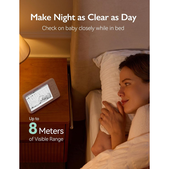 Відеоняня Momcozy, 5,5-дюймовий 1080P Full HD радіоняня з камерою без Wi-Fi, інфрачервоне нічне бачення 5800 мАг акумулятор на 120
