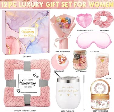 Подарунки для подруг, подарунки на день народження для найкращих подруг, подарунковий набір м&39яких пледів на день народження, День матері, Різдво, для подруг, мам, колег, релаксація, подарунковий кошик, рожевий