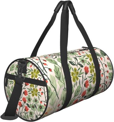 Спортивна сумка для подорожей з квітковим принтом, сумка для ночівлі, чорна, універсальний розмір
