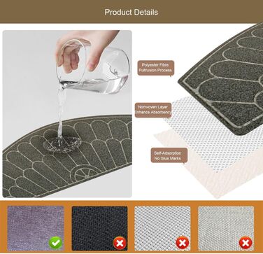 Килимових покриттів для сходів, нековзні, без клею, виготовлені з TPR, із самопоглинаючою основою, накладки на сходинки з напівкруглим візерунком, легко очищаються для гвинтових сходів, безпечні, із загнутими краями, сірі, 5