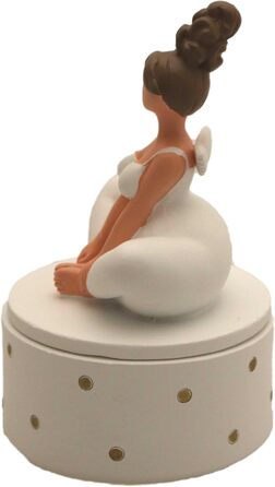 Коробка з полісмоли з фігуркою ангела-йоги, декоративна, з місцем для зберігання, біла та бежева