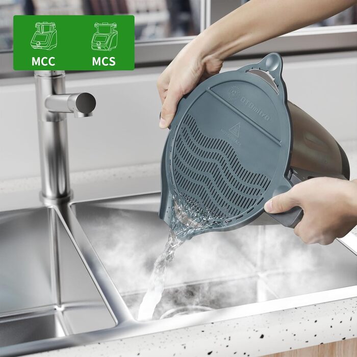 Ситечко OTOmitra Spout для змішування чаші Monsieur Cuisine Connect і Smart, насадка-ситечко для кухонного комбайна MCC Lidl, допоміжний засіб для наливання для MCS, ситечко для пасти BPA Frei, кухонне ситечко, ситечко для зливу овочів (сірий)Ситечко для 
