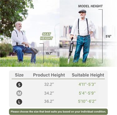 Стілець TA-Da серії 2 - Тростина для ходьби з сидінням, надлегка алюмінієва рама та міцний складний стілець (до 136 кг), складна конструкція, ідеально підходить для походів та активного відпочинку - Червоний, 82 см S (82 см)