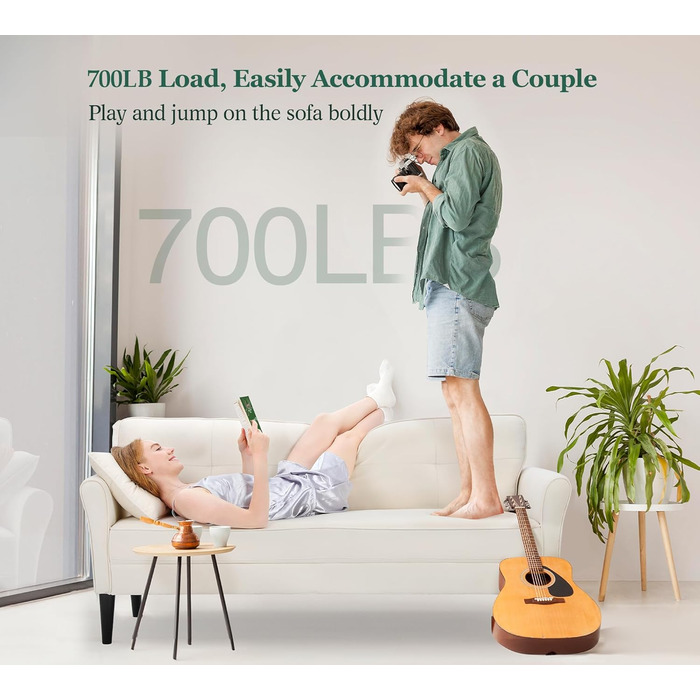 Невеликий 3-місний диван, 175 см. Зручний маленький диван для кімнати підлітка, швидке складання за 3 хвилини без інструментів, сучасний маленький диван для квартири або офісу, бежевий, 175 см.