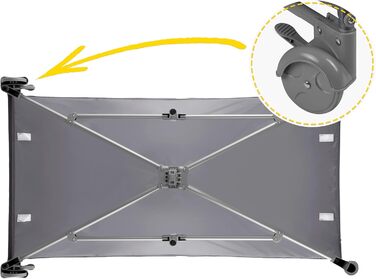 Дитяче ліжечко Ricokids, портативне, манеж, 125x65x78 см, вантажопідйомність 15 кг, складне, два колеса з гальмами, знімний бічний вхід, матрац, сумка, світло-сіре ліжечко, колір Hellgrau