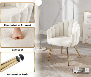 Крісло Chairus зі штучного хутра для вітальні, сучасне м&39яке крісло з металевими ніжками, розслаблююче крісло для спальні та балкону (біле)