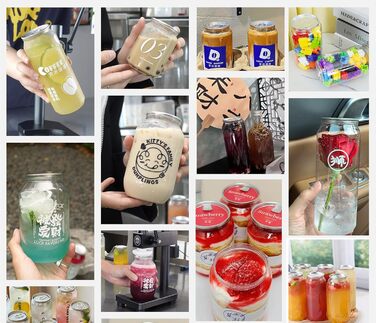 Пластикові стаканчики з кришками, що герметично герметичні, прозорі, для боба, скляна ємність для смузі, сумісна з автоматичним герметиком для стаканчиків, 200 шт. x 250 мл, один розмір