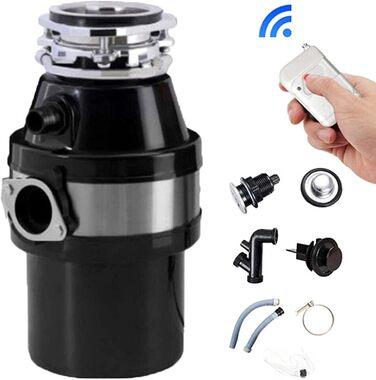 Диспоузер MytaYt MytaYtWaste з бездротовим перемикачем, подрібнювач сміття на 1000 мл безперервної подачі, побутова кухонна утилізація з бризкозахищеним покриттям/функцією захисту від перевантаження