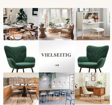 Крісло для вітальні COLAMY, оксамитове м&39яке крісло-реклайнер з високою спинкою, м&39яке комфортне крісло з дизайном відкидної спинки, крісло для відпочинку з дерев&39яними ніжками для вітальні, куточок для читання, зелений зелений 1