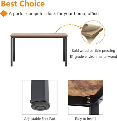 Комп&39ютерний стіл 100 x 60 x 75 см Офісний стіл Робоча станція для домашнього офісу, Обідній стіл Конференц-стіл 100 x 60 см Ретро та Чорний