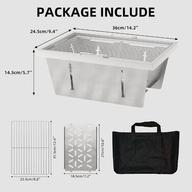 Кемпінговий гриль з вугіллям для столу IGT, складний кемпінговий гриль, портативний невеликий складний гриль з нержавіючої сталі з сумкою, портативний гриль для пікніка для вечірок на свіжому повітрі