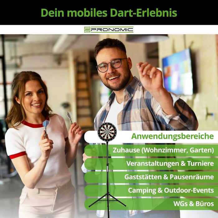 Стійка для мішні для дартсу Pronomic DA-45S - Тримач для мішні - Сталева стійка для дартсу - Безступінчасте регулювання висоти, чорний колір