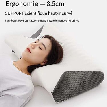 Подушка Curosleep - ергономічна підтримка для шиї, ортопедична подушка для підтримки шиї Dreamsleepz, подушка для контурного розгладження, комфортна подушка для підтримки шийного відділу хребта з піною з ефектом пам&39яті для покращення сну (чорна)