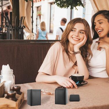 Чайних банок для розсипного чаю (від 100 г до 250 г), 8 x 8 x 11 см металеві ароматичні бляшанки для спецій для кавових зерен та спецій (сірі), 15