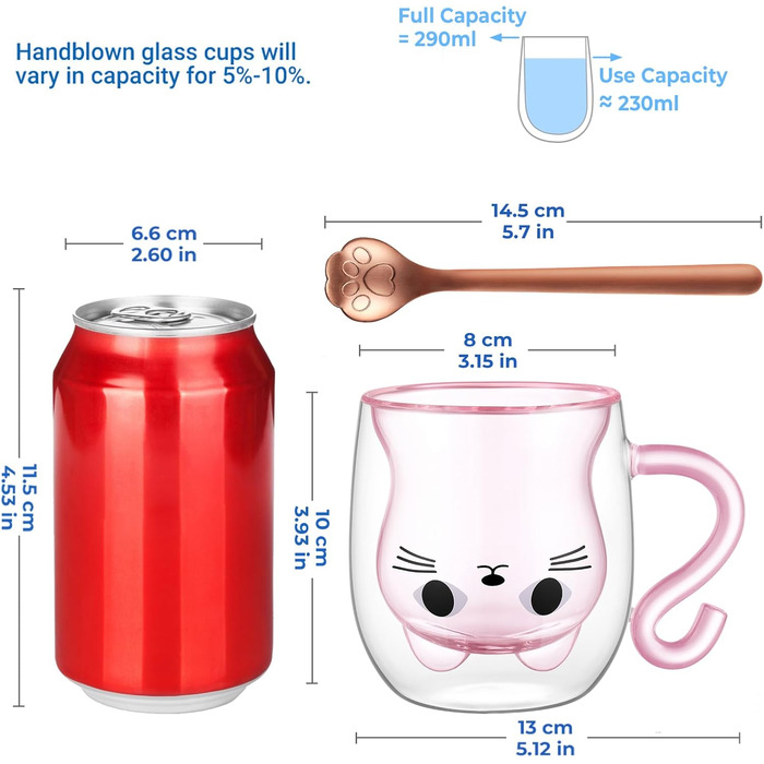 Кавова чашка 290 мл Кавове скло Чайні склянки для капучино, латте макіато, чаю, молока, МОРОЗИВО, ПИВО, Подарунки на день святого