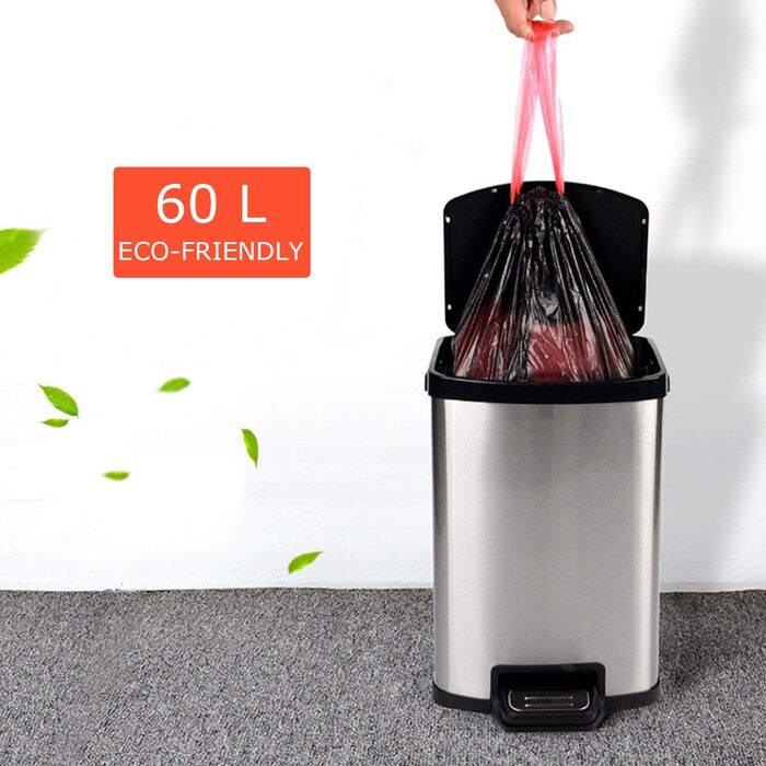 Сміттєві пакети ASelected, 200 шт. , 50-60 л, зі шнурком, сміттєві пакети з ручкою, супергерметичні, 10 рулонів, пакет для сміття зі шнурком, 60 літрів, великий 71 x 64 см, чорний, 60 л-чорний-200 шт.