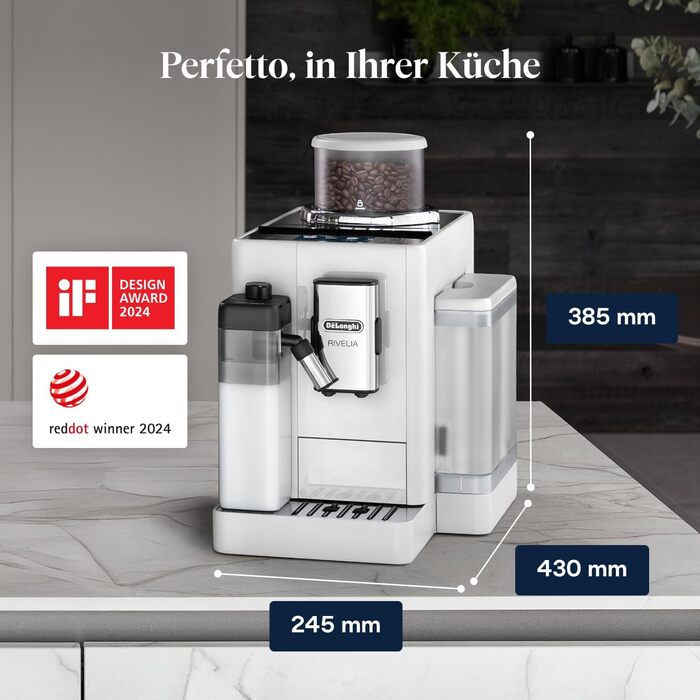 Кавомашина De'Longhi Rivelia 16 напоїв, білий колір, автоматичне спінювання молока