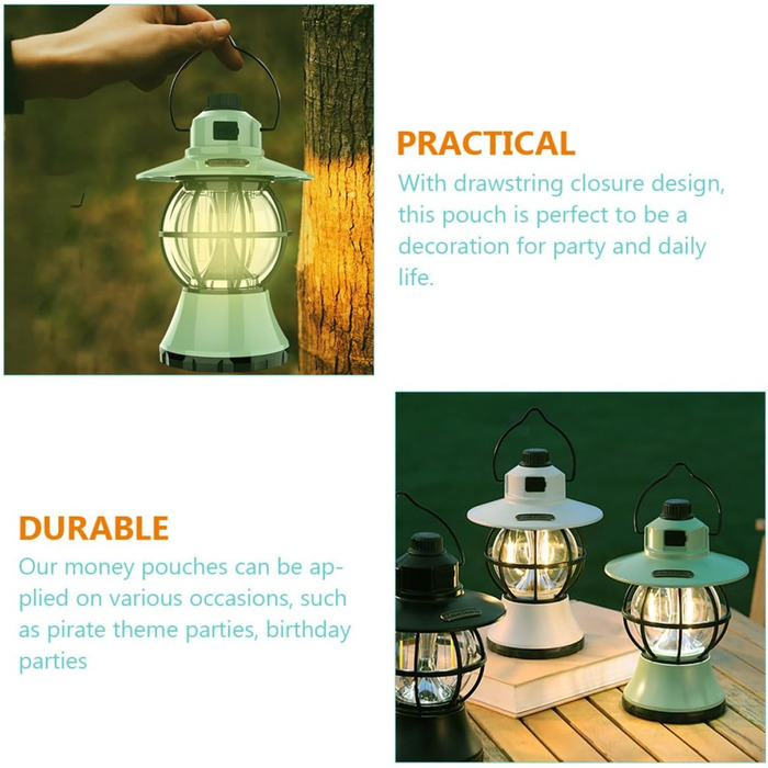 Зносостійкий акумуляторний наметовий ліхтар Toyvian з ручкою, портативний кемпінговий ліхтар для професійного освітлення наметів на відкритому повітрі, зелений