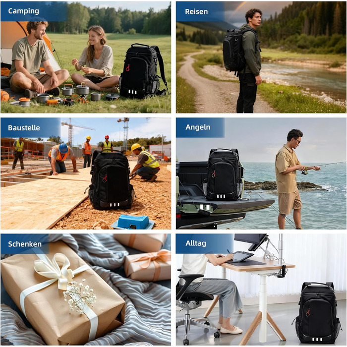 Рюкзак-холодильник для кемпінгу, місткість 24 літри, ізольований рюкзак для пікніка, водонепроникний рюкзак-холодильник, герметична портативна м&39яка сумка-холодильник для пляжу, подорожей, пікніка, чорний