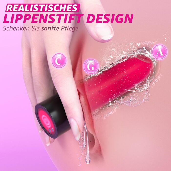 Мінівібратор Mikymiky, у формі помади, 10 режимів вібрації, з 4 силіконовими насадками