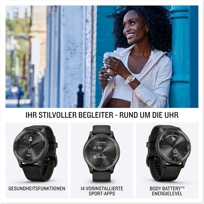 Гібридний смарт-годинник з аналоговими стрілками та сенсорним екраном, функціями фітнесу/здоров&39я, аналізом сну, Garmin Pay, сповіщеннями та часом автономної роботи до 5 днів. Trend Rose Gold