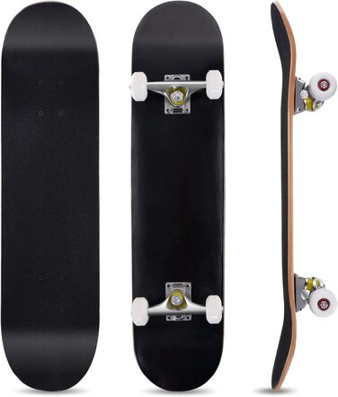 Скейтборд COSTWAY Cruiser Black 80x20 см повний круїзер для початківців ABEC-7 7-шаровий канадський клен чорний лонгборд-скейт для дітей дорослих трюків універсальний стріт парк оригінал 2025