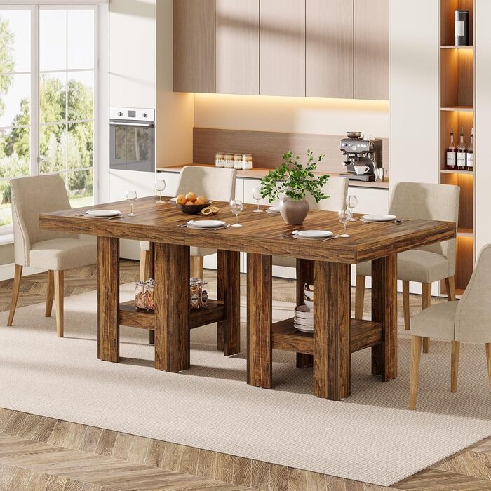 Квадратний обідній стіл Tribesigns для 2 осіб, 80 x 80 x 75 см, обідній стіл у стилі індустріального стилю, дерев&39яний кухонний стіл для їдальні, невеликий простір, вітальня, рустикальний коричневий