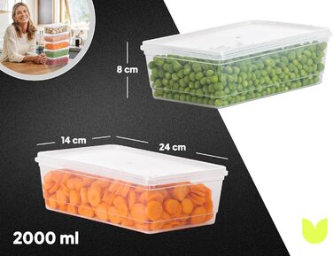 Набір морозильних контейнерів uandu, контейнери для зберігання продуктів з кришками - 10 x 2 л, без BPA, органайзер для холодильника, органайзер для морозильної камери, контейнери для морозильної камери, органайзер для морозильної камери, контейнери для г